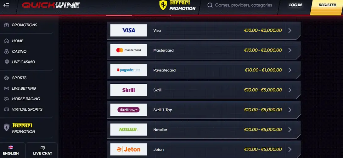 Métodos de pago en Quickwin ethereum casinos arg quickwin